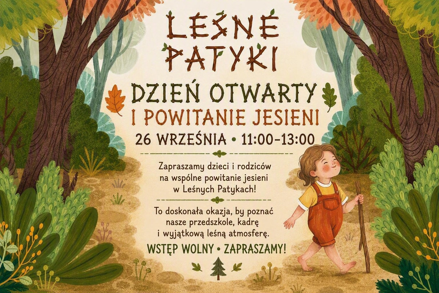 Dzień otwarty i Powitanie Jesieni w Leśnych Patykach, 26 września, godz    var closeButton = document.getElementById(